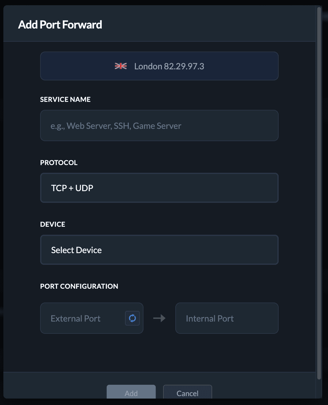 Setup menu